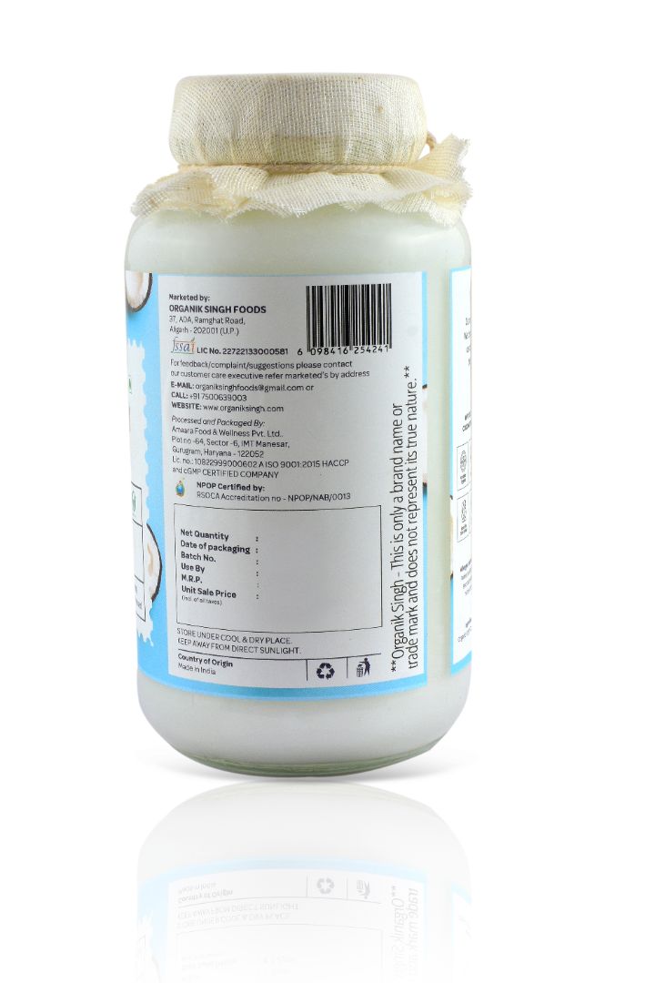 Extra Virgin Coconut Oil, Organic & Cold Pressed, Glass Jar