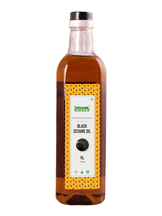 Organic Singh Cold Pressed Sesame Oil (1 Litre) | Gingelly Oil | Certified Organic | Cold-Pressed | Chemical-Free | Kolhu/Kacchi Ghani/Chekku | Til ka Tel | PET bottle